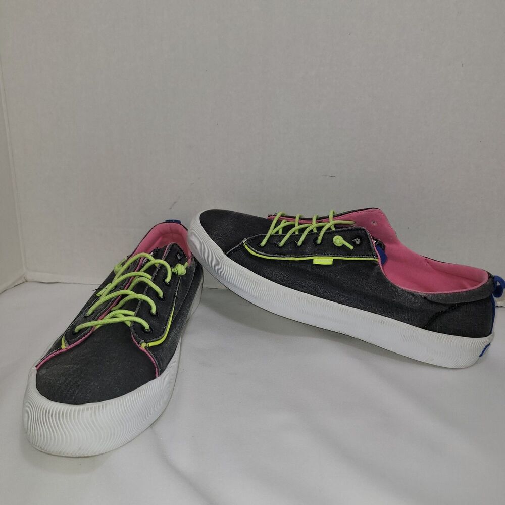 Keds Kickback Black Pink Green Canvas Pop Sneakers Women's Size 11 Neon